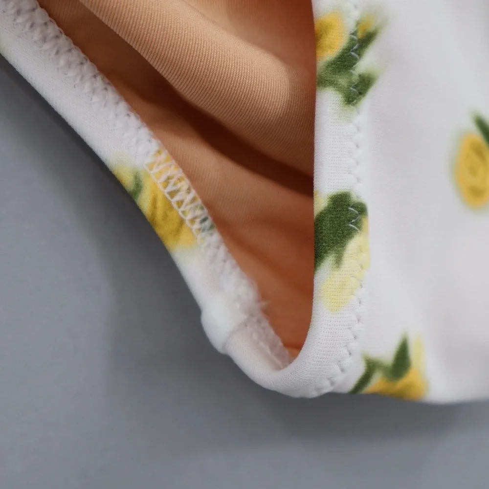 Crewcuts Swimsuit Bottoms Girls 14 White Yellow Floral Print Beach Cruise‎ NWT